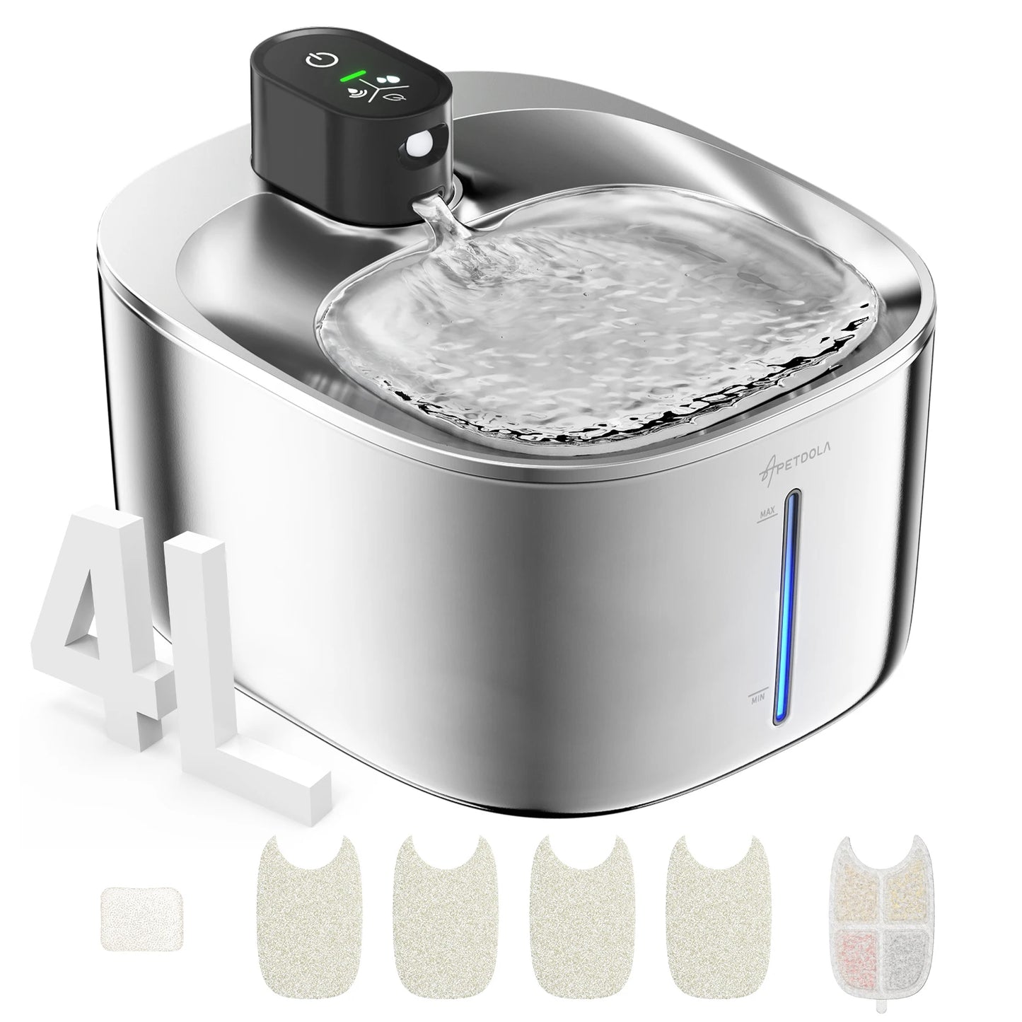 APD Stainless Steel Wireless Cat Water Fountain 135oz 4L