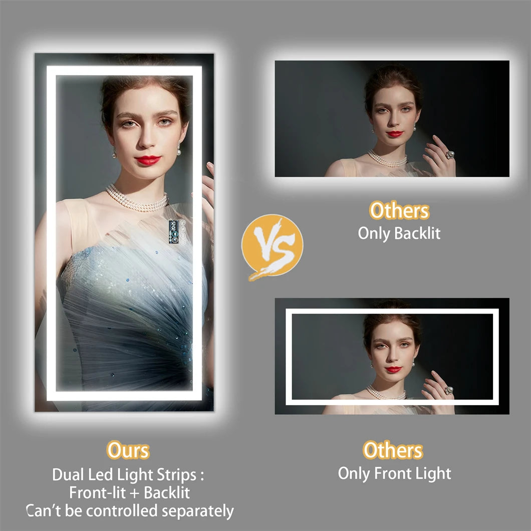 Borwart Led Vanity Mirror With Bluetooth Digital Display