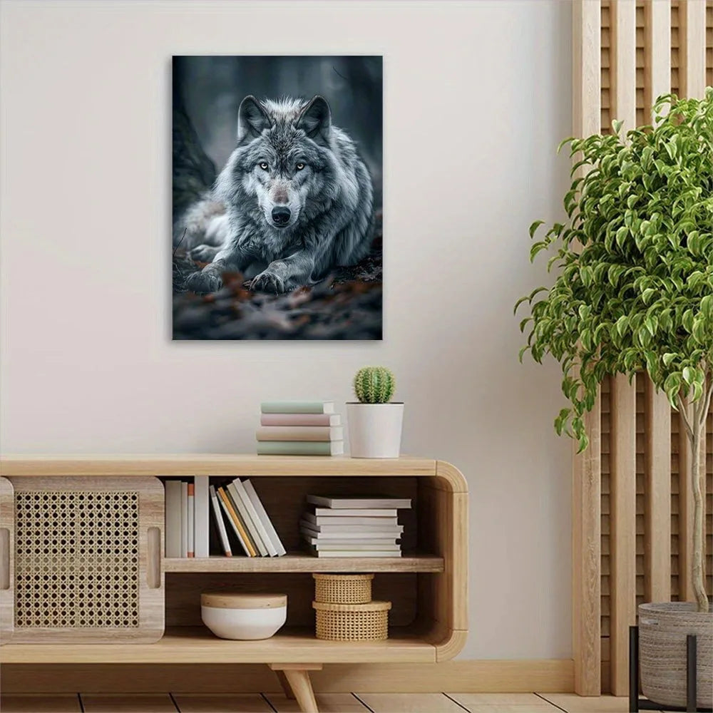 Hign-Concerned Wolf Canvas Print Wall Art Decor For Office