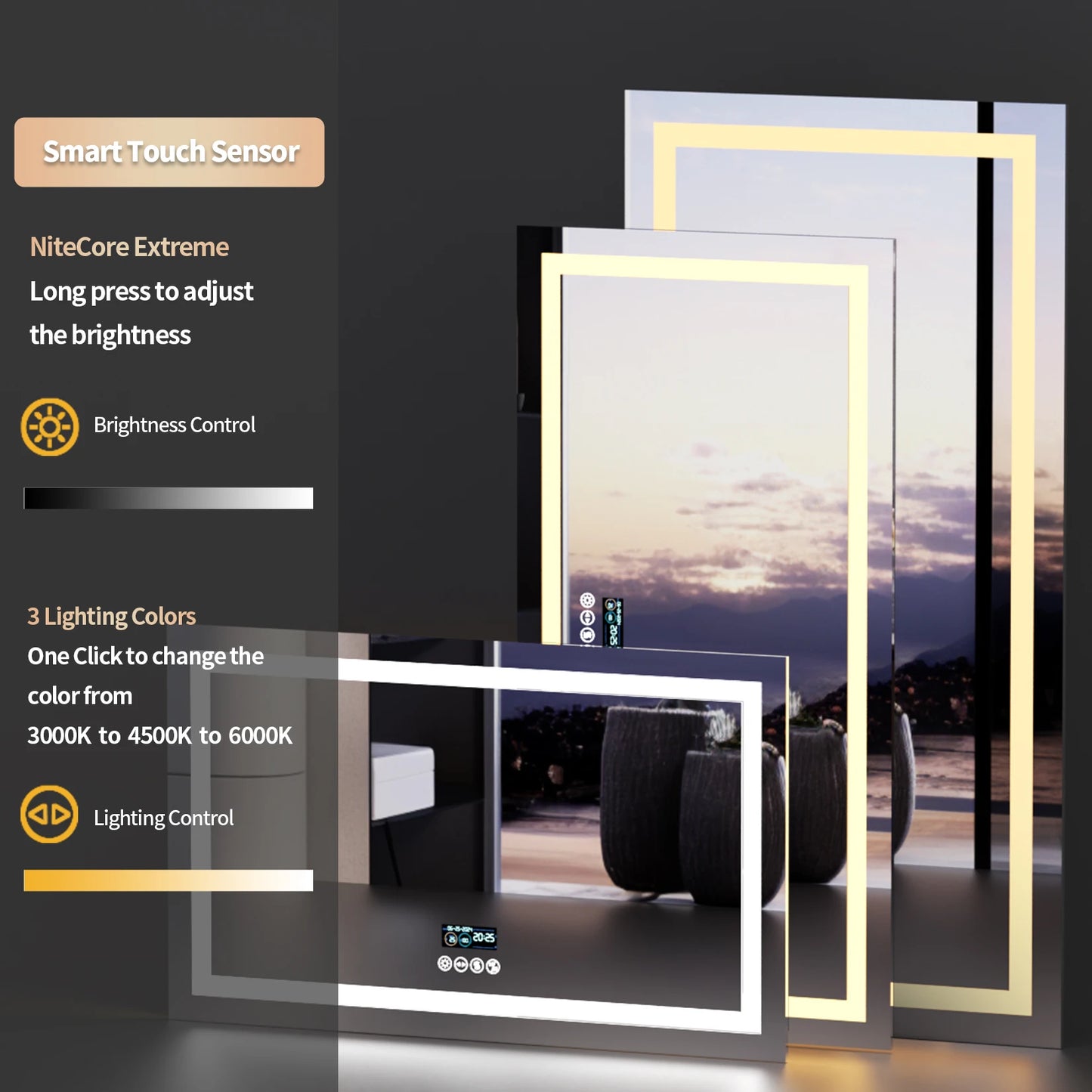 Wisfor LED Bathroom Mirror Dual Lights AntiFog Bluetooth