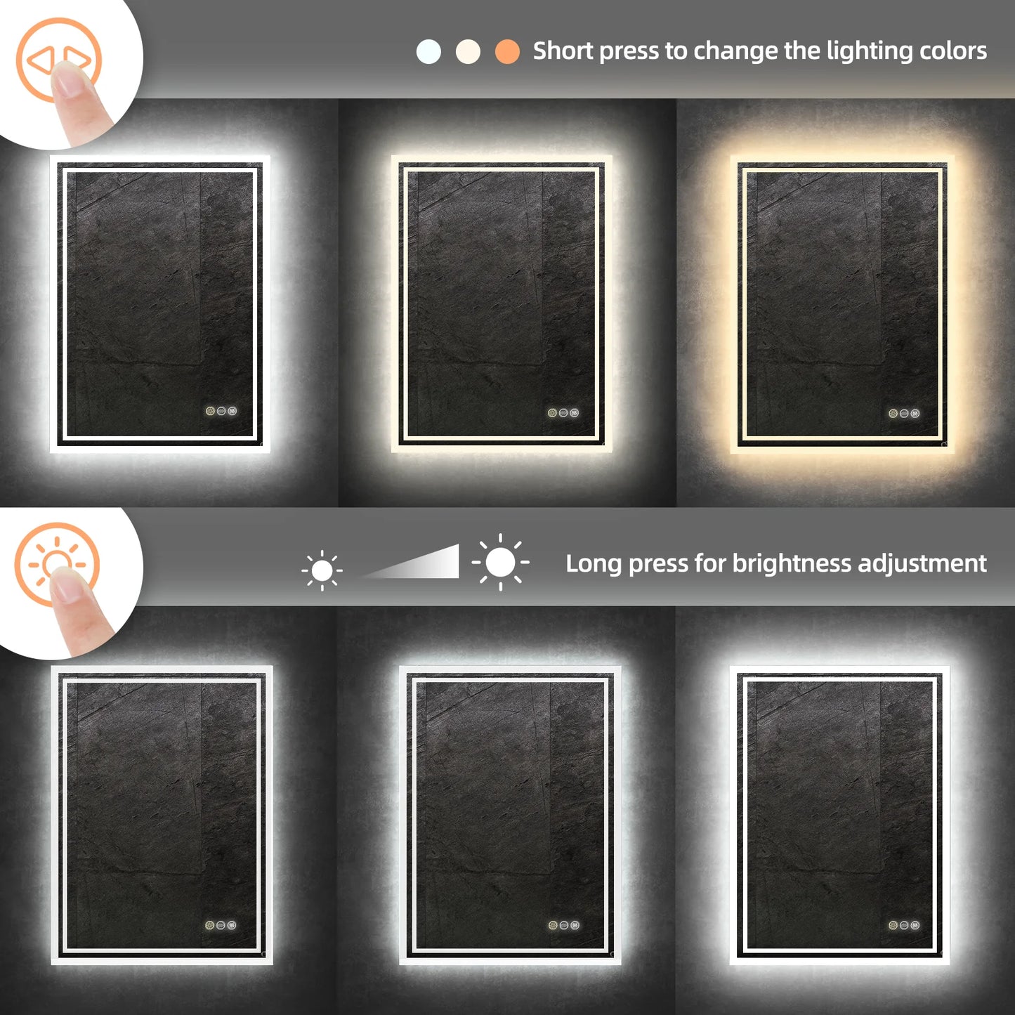 Wisfor LED Backlit Bathroom Mirror With Anti Fog Lights