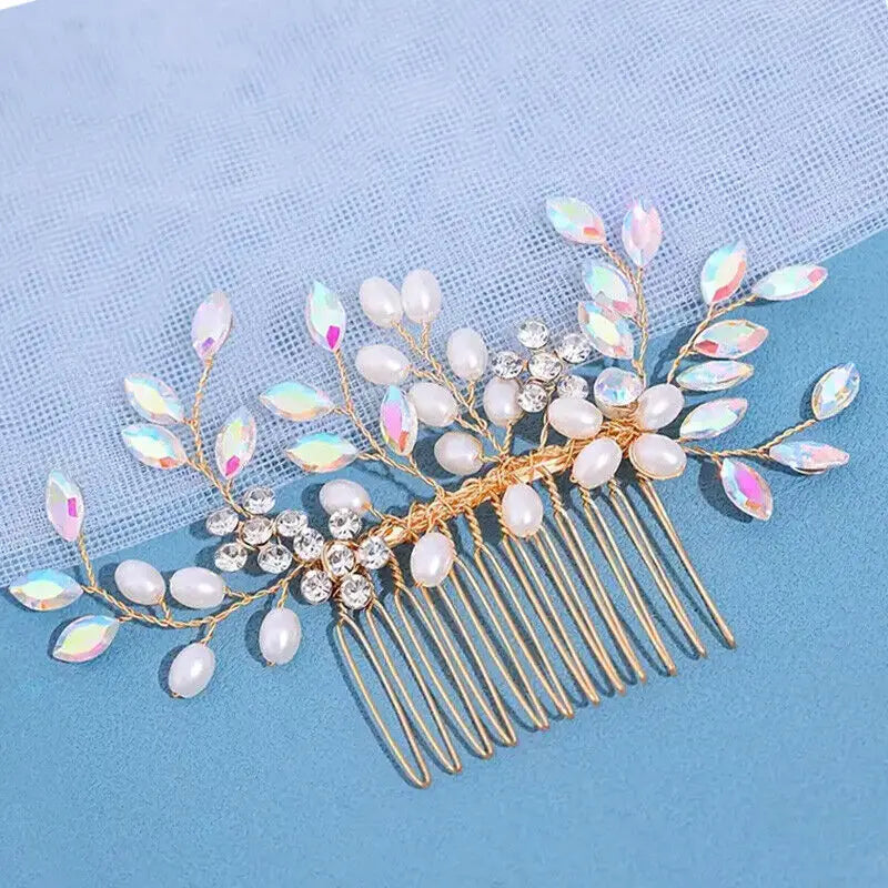 Cheervilla Bridal Hair Clips Faux Pearl Crystal Comb