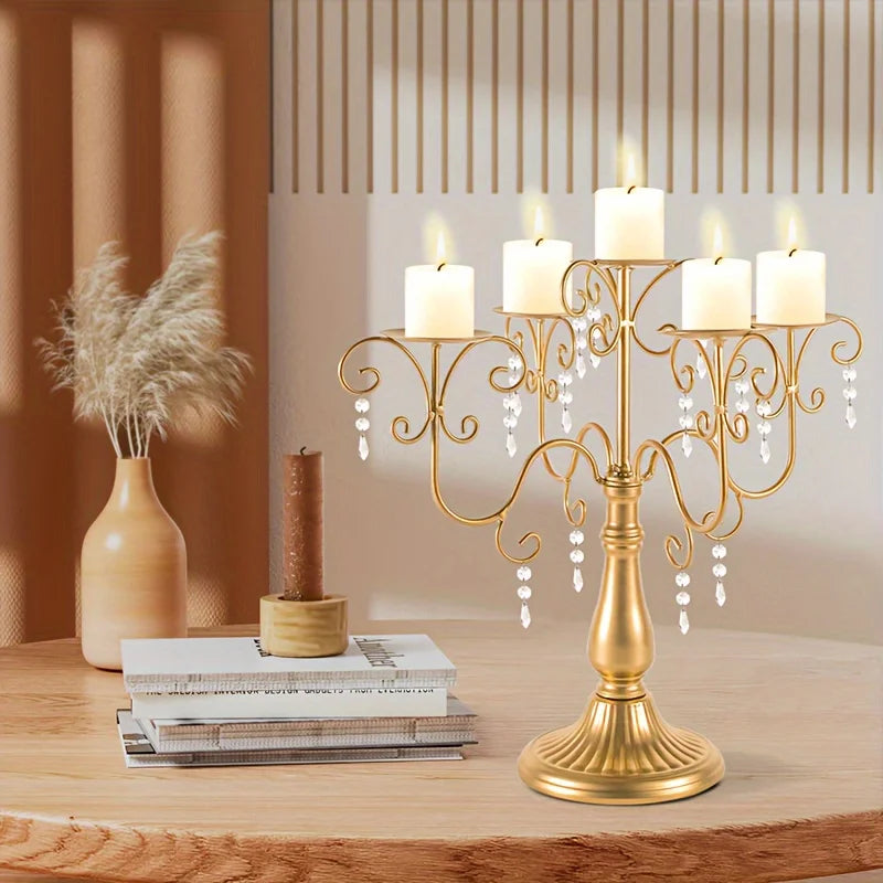 Modern Iron Five Arm Candle Holder Centerpiece For Decor