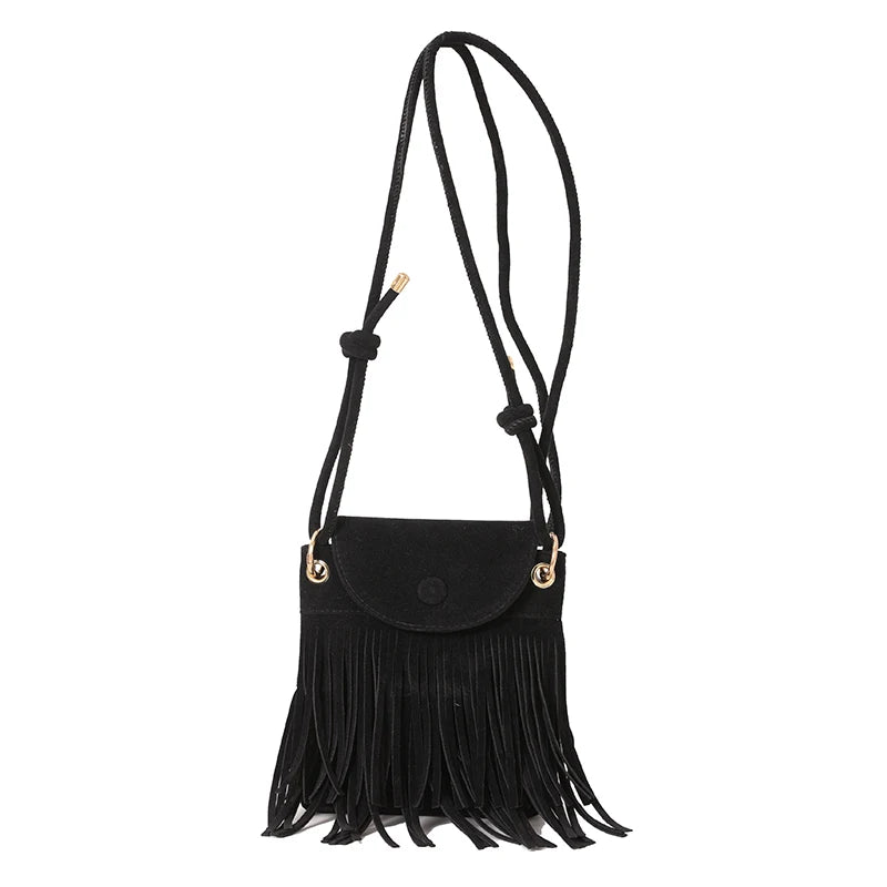 Mojoyce Fringe Design Crossbody Bag Tassel Adjustable Strap