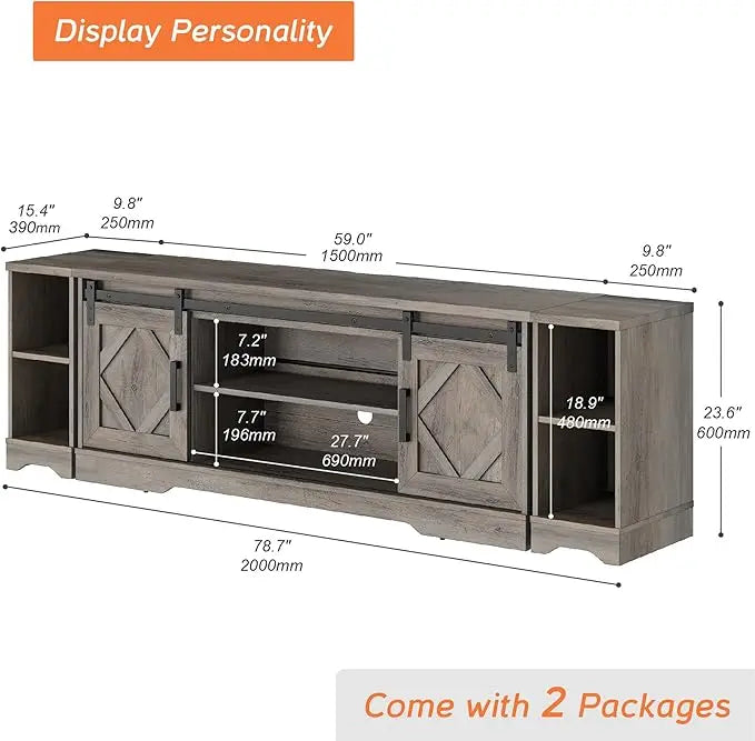 RBXC 3 In 1 Television Stand With Architectural Barn Door