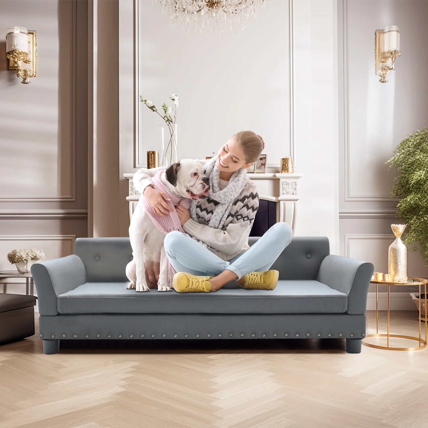 BORWARTC Heavy Duty Pet Sofa Cushioned Dog Bed Lounge