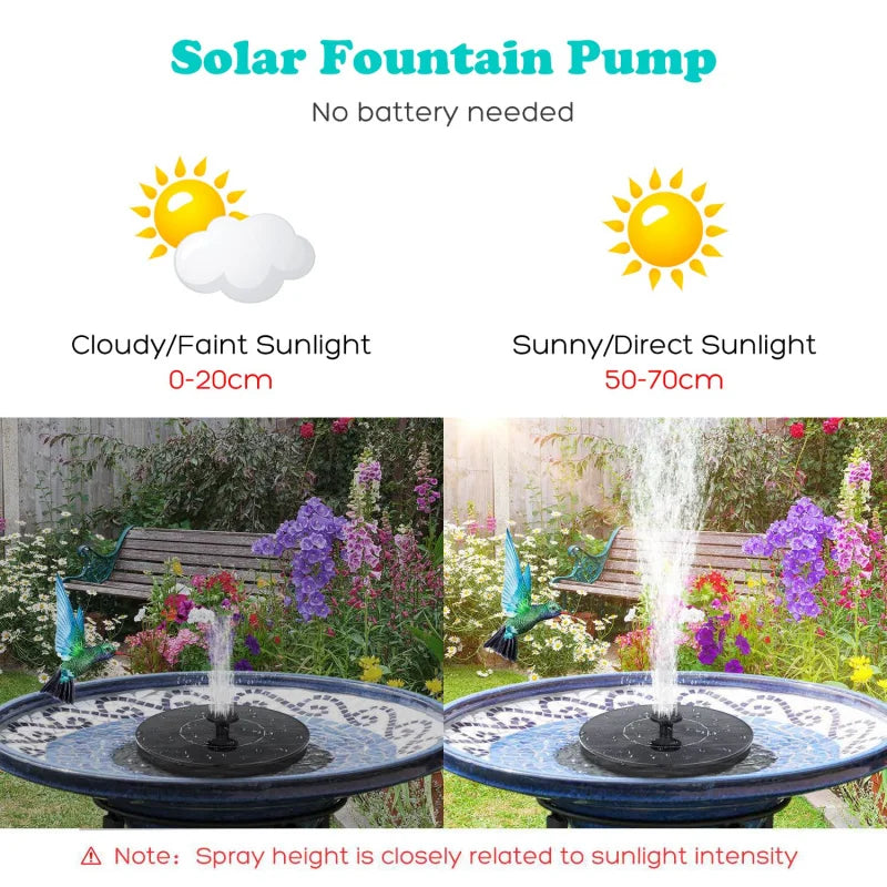 Cheervilla 1W Solar Fountain Pump With 6 Nozzles Bird Bath