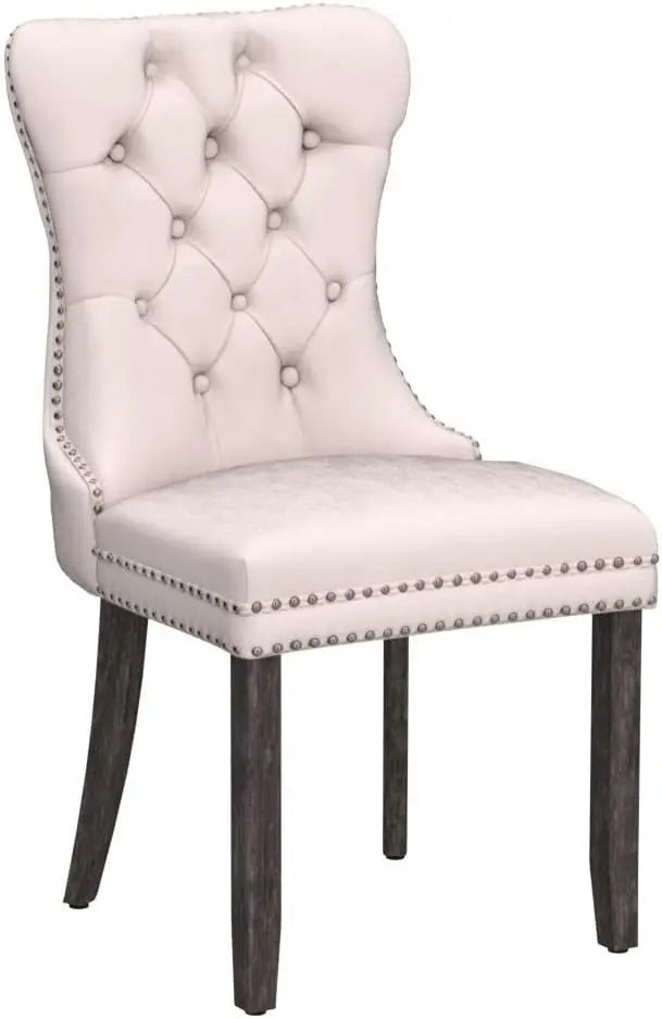 XMSJ Velvet Dining Chairs 6 Tufted Nailhead Back Ring