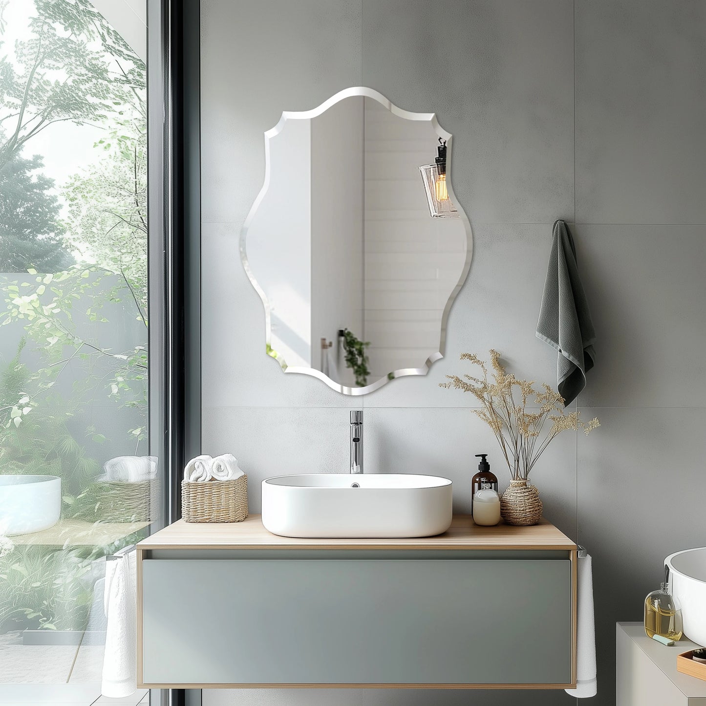 Wisfor Frameless Wall Mirror With Beveled Edge Polished