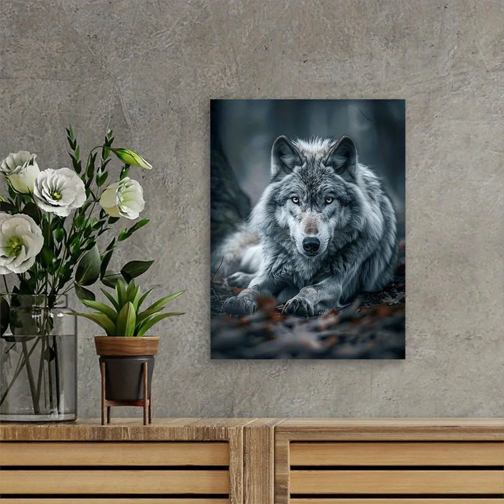 Hign-Concerned Wolf Canvas Print Wall Art Decor For Office