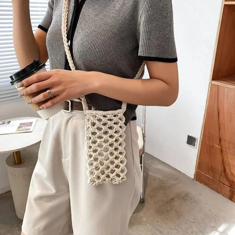 Crossbody Straw Bag Crochet Lightweight Shoulder Bag