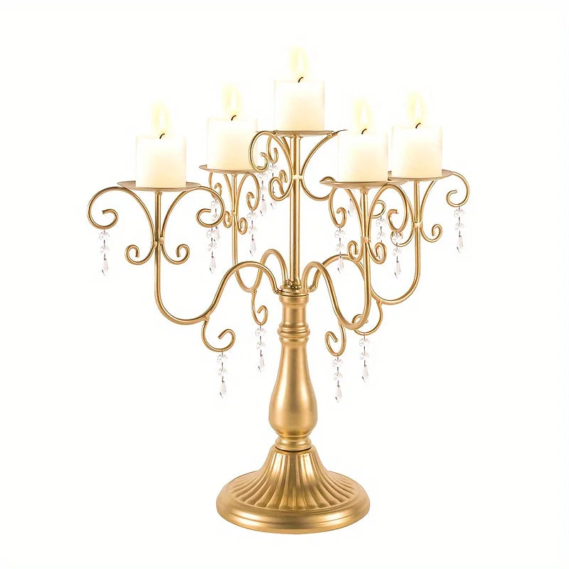 Modern Iron Five Arm Candle Holder Centerpiece For Decor