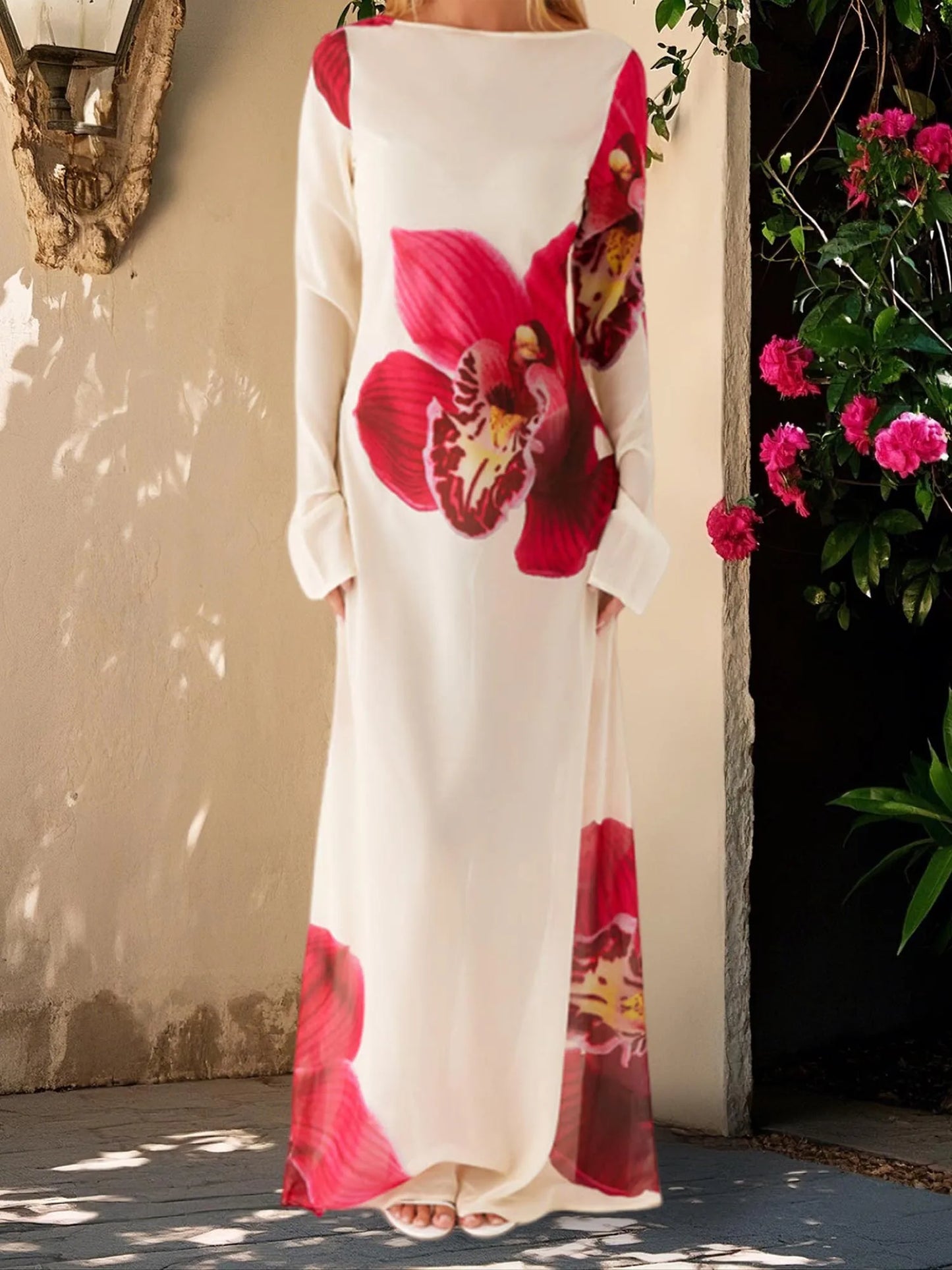 Cheervilla Boho Velvet Maxi Dress Off Shoulder Floral Print