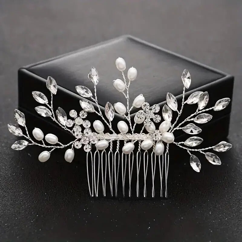 Cheervilla Bridal Hair Clips Faux Pearl Crystal Comb