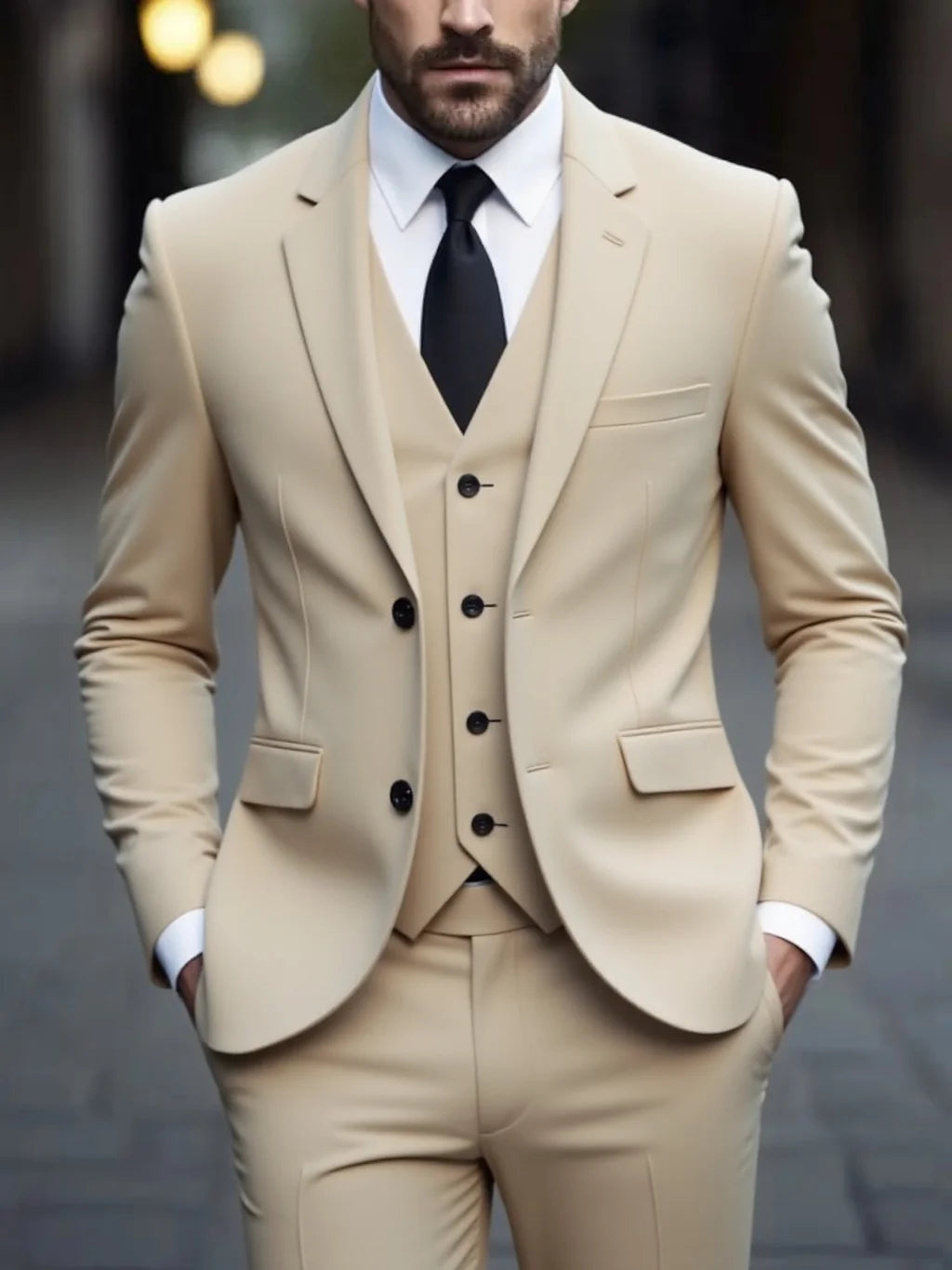 SongwejiECN Men Slim Fit ThreePiece Suit Anti Wrinkle