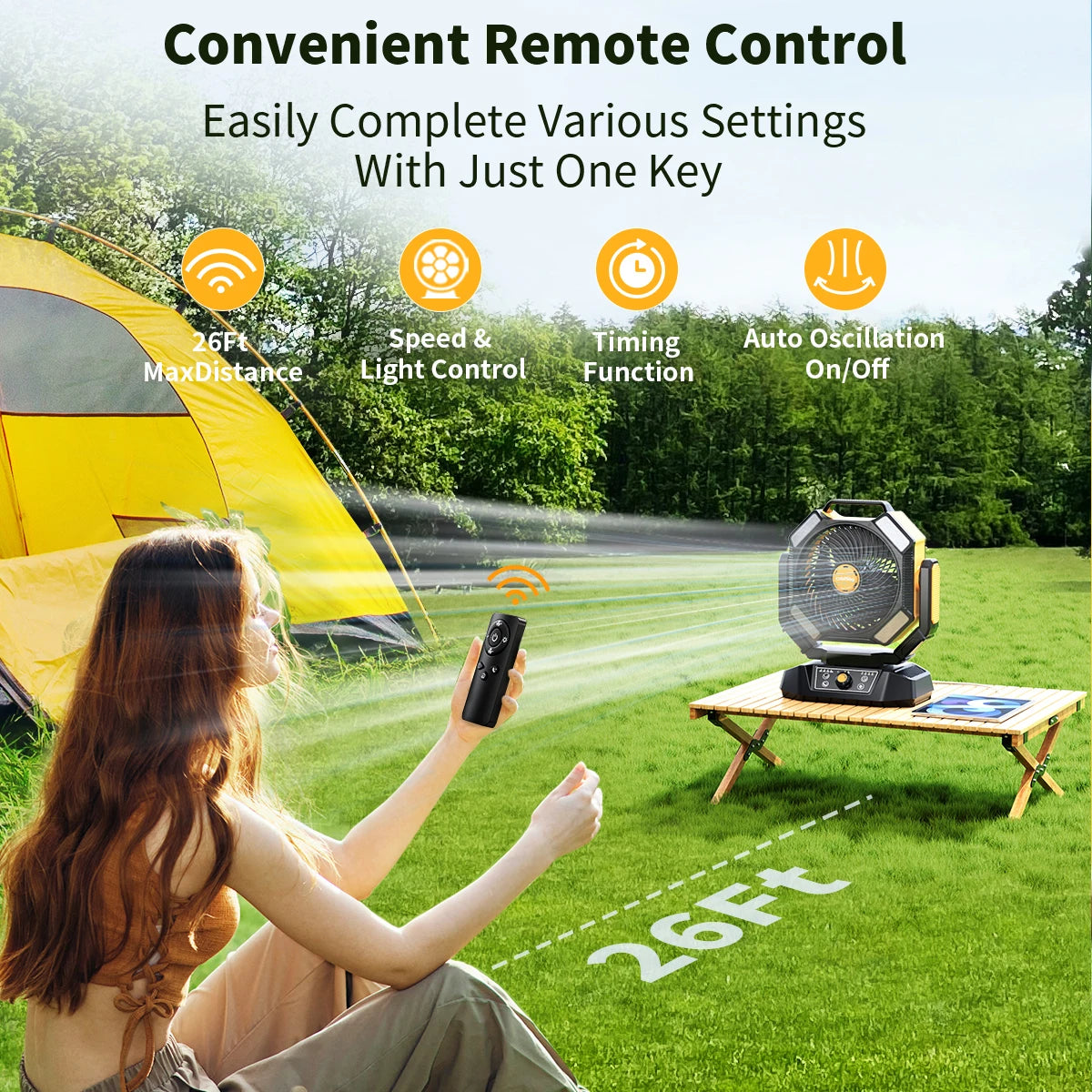 ColdSky 40000mAh Camping Fan Battery Operated Desk Fan
