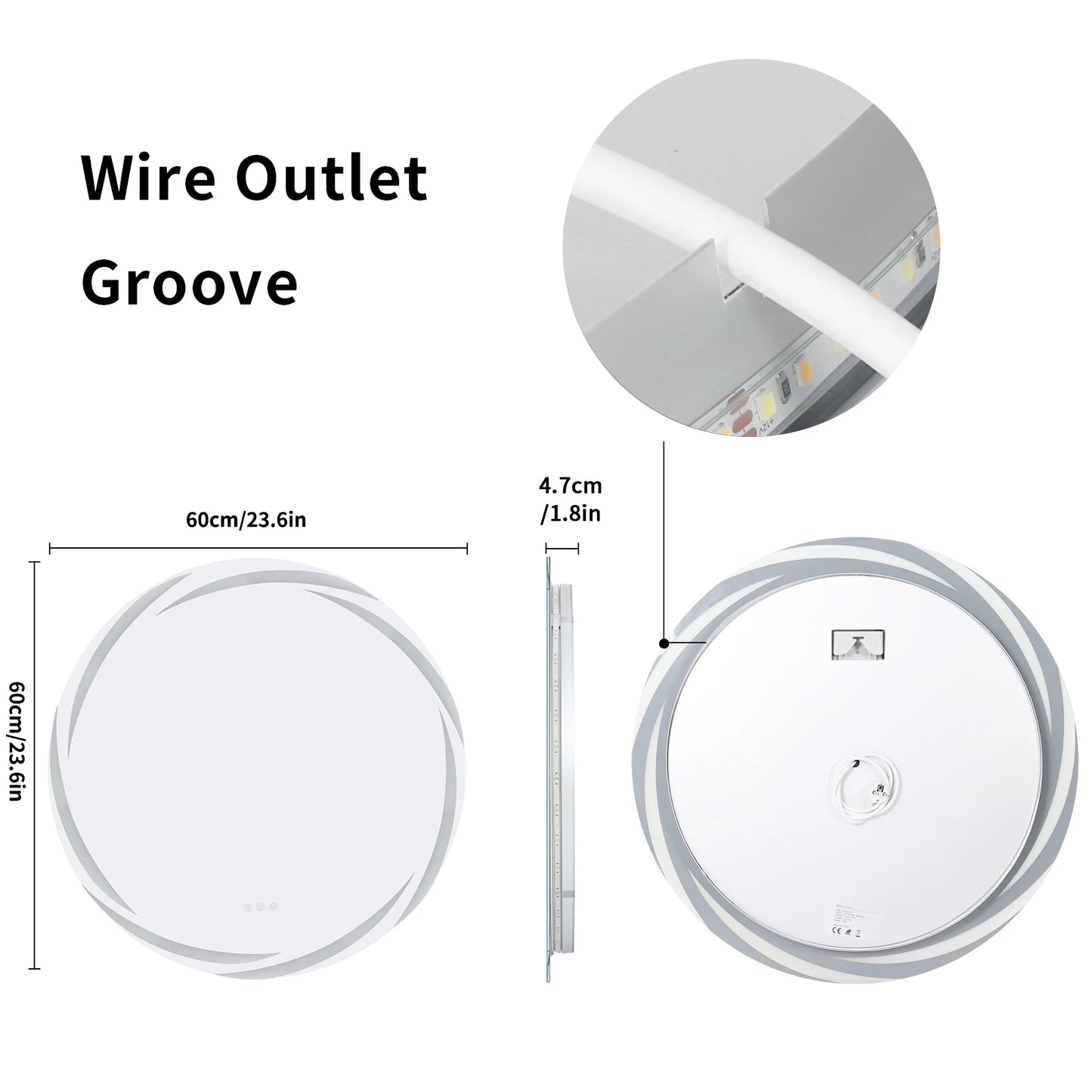 Anti Fog LED Round Bathroom Mirror With Backlit Illumination