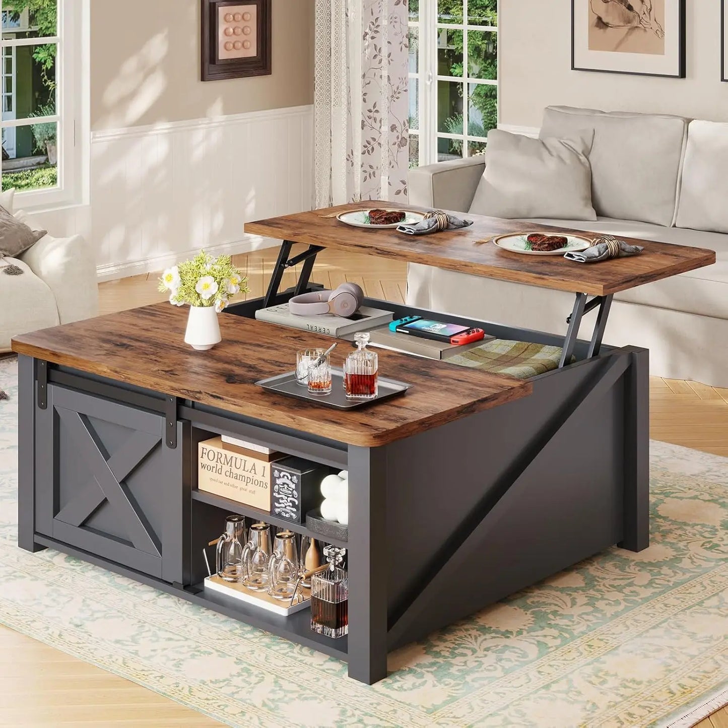 Hign-concerned Lift Top Coffee Table with Storage for Living Room