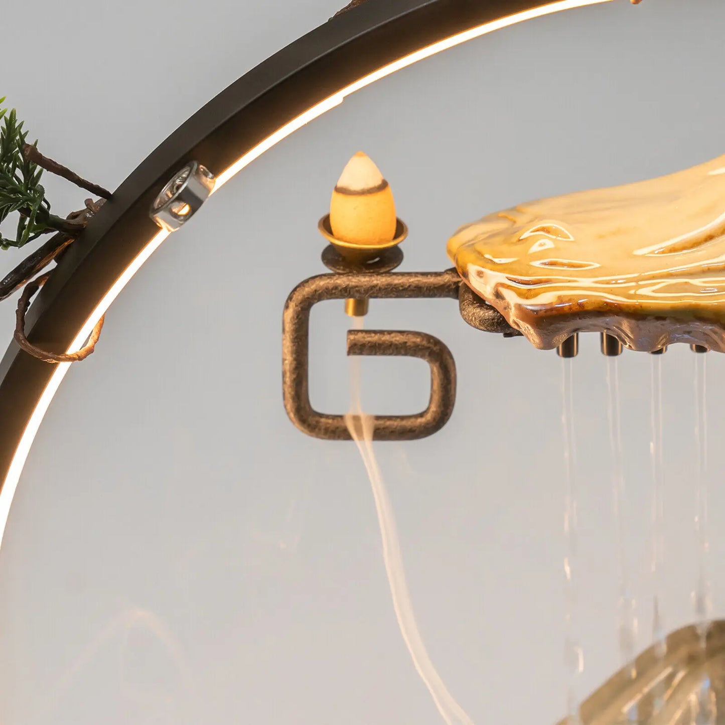 Tabletop Water Fountain LED Mist Decor For Meditation