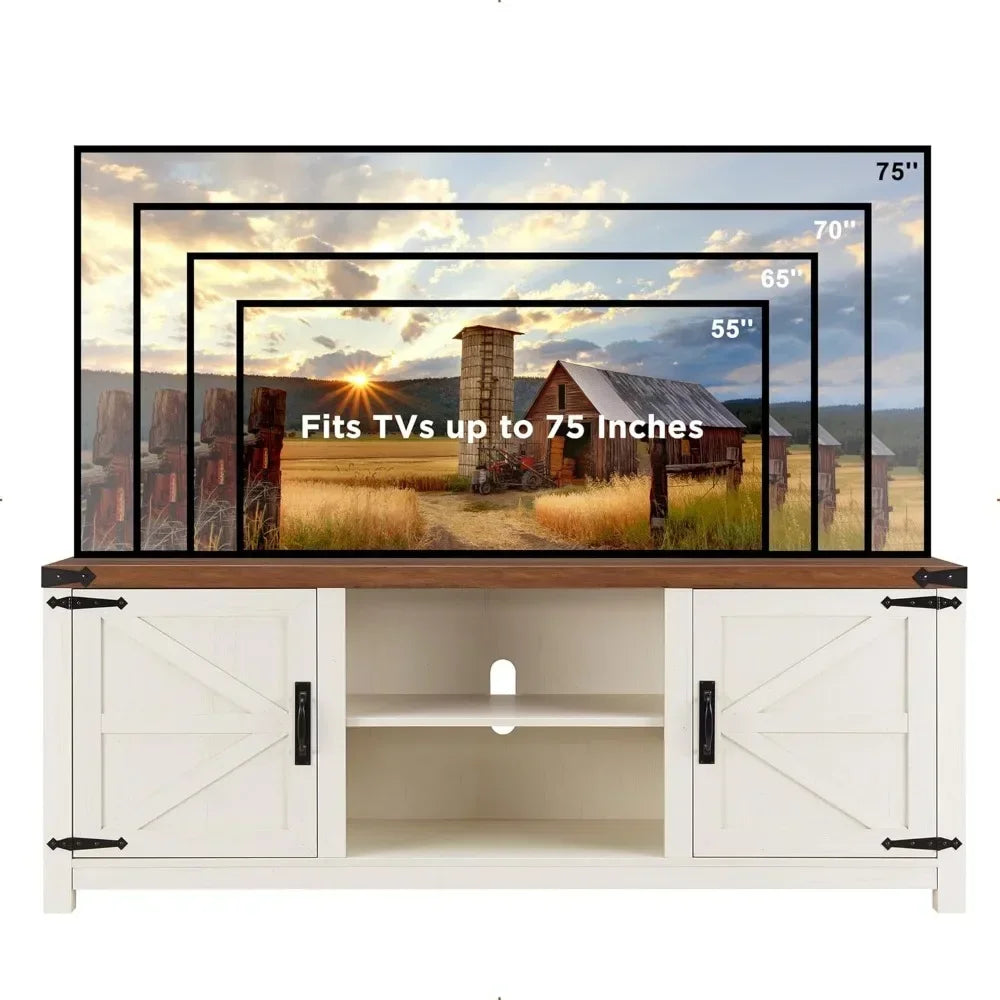 Guangbai Farmhouse TV Stand With Storage Cabinets
