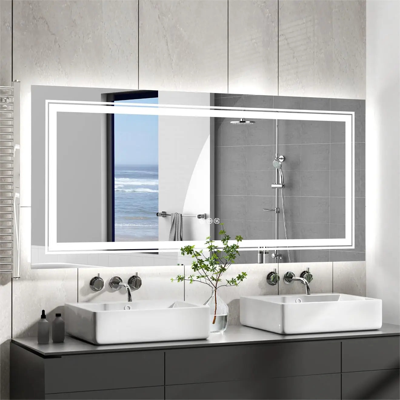 Illuminated LED Bathroom Mirror With Front Backlit Lights