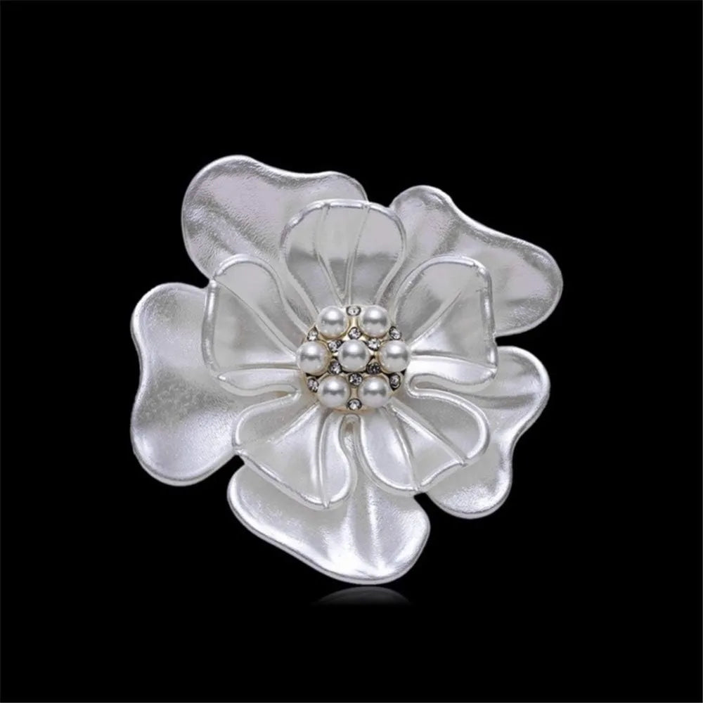 Elegant Plum Blossom Enamel Brooch Pin Gold Plated Flower