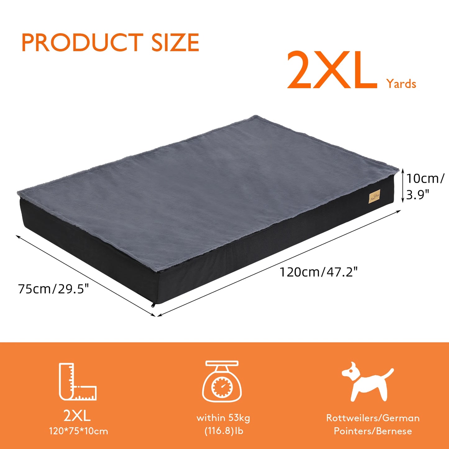 BINGOPAW Washable Orthopedic Dog Bed for Large Dogs