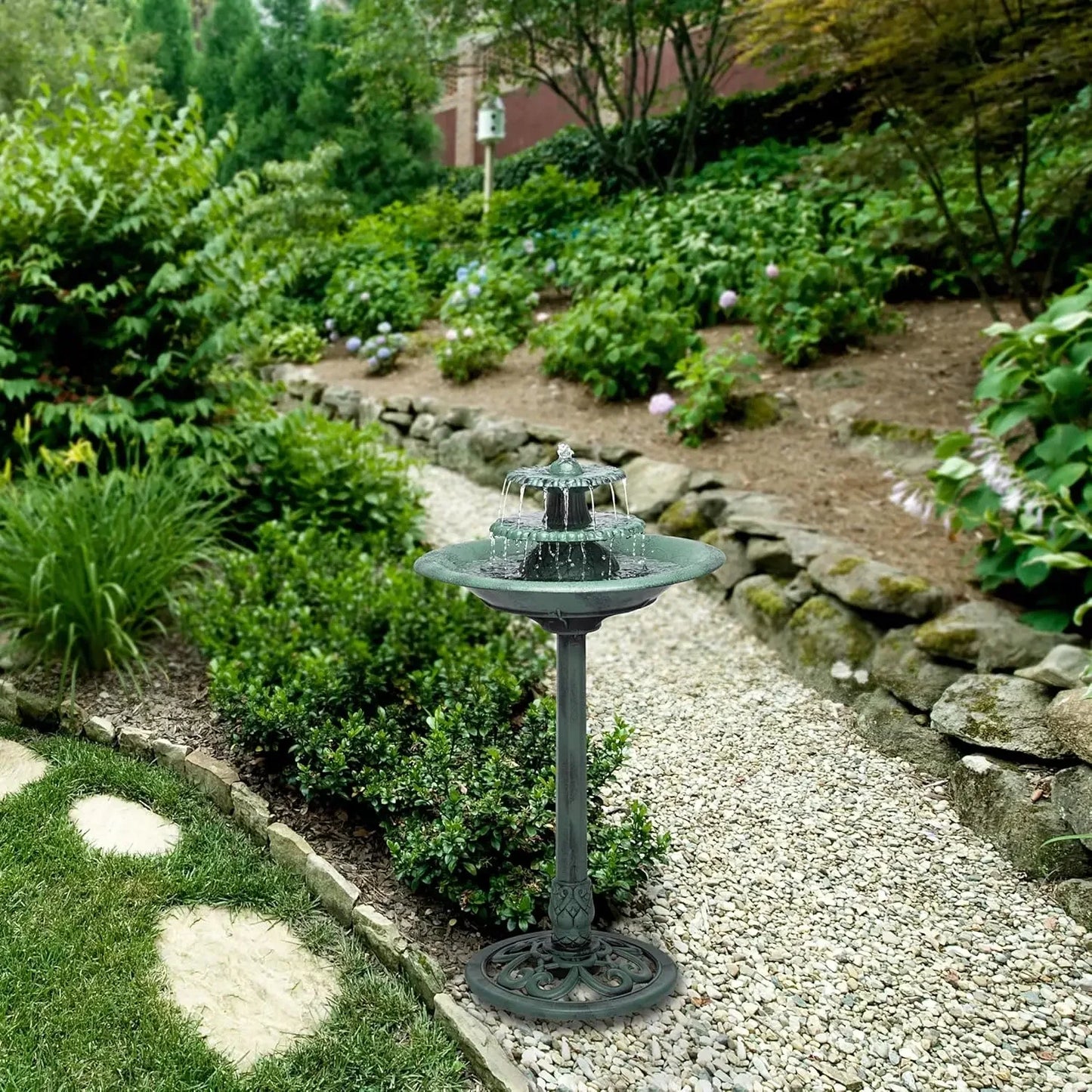 XMSJ Outdoor Floor Pedestal Water Fountain And Birdbath