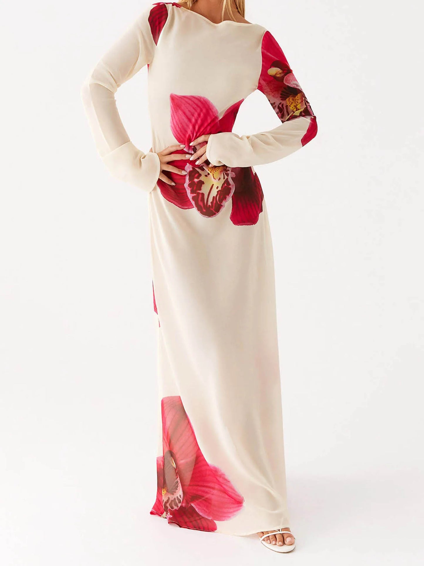 Cheervilla Boho Velvet Maxi Dress Off Shoulder Floral Print