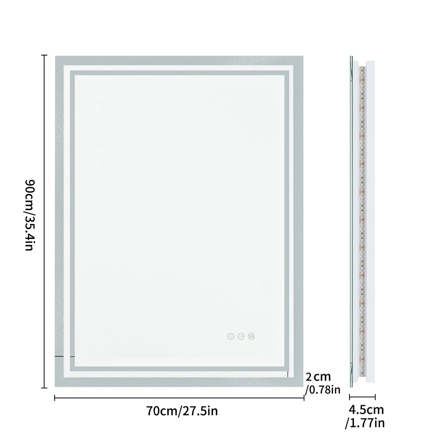 Wisfor LED Backlit Bathroom Mirror With Anti Fog Lights