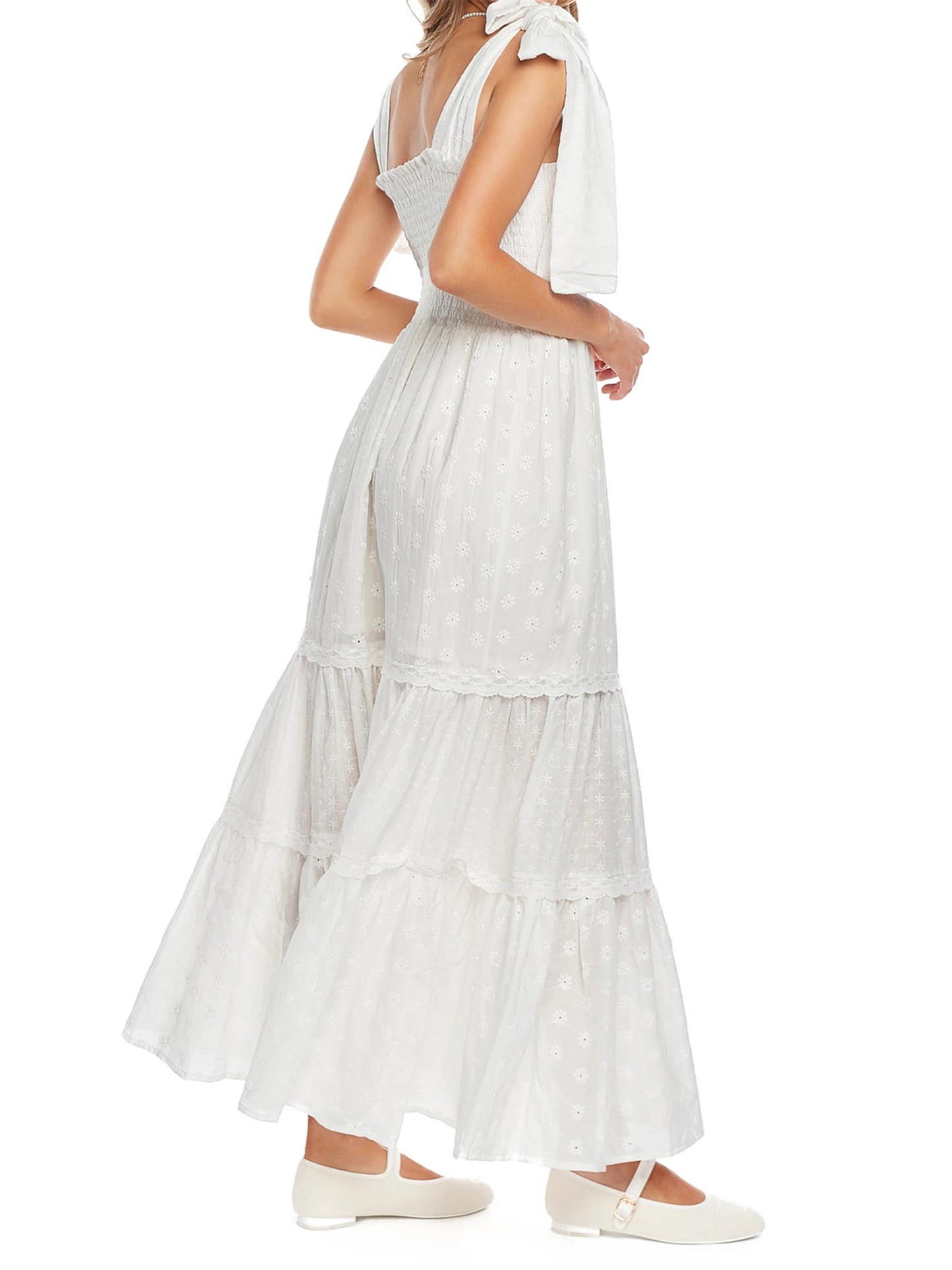 Women's Ruffle Sleeve Maxi Dress With Floral Boho V Neck