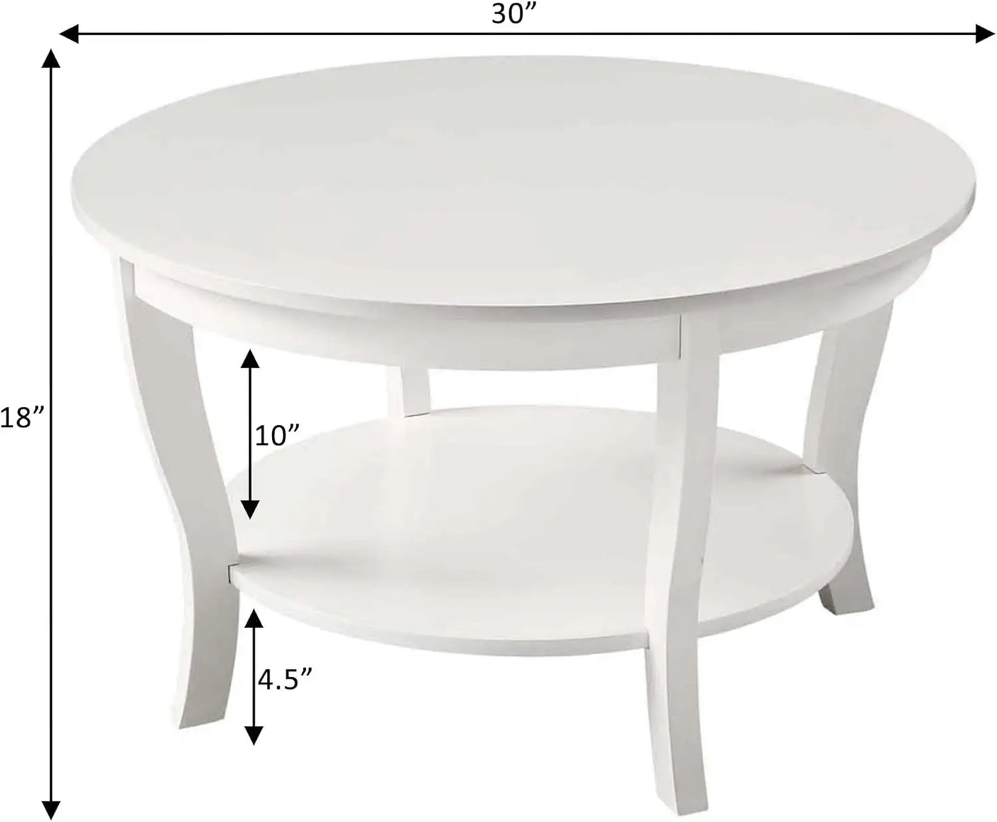 XMSJ Round Coffee Table with Storage Shelf for Living Room