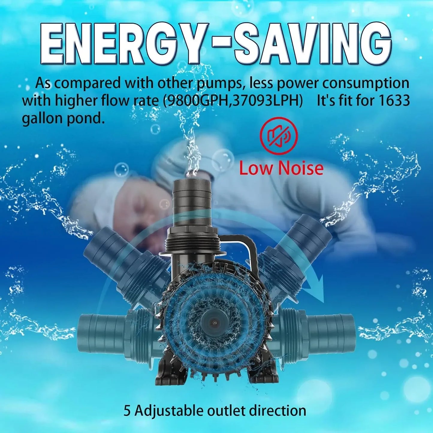 Hign Concerned Submersible Pond Pump 7000GPH Outdoor