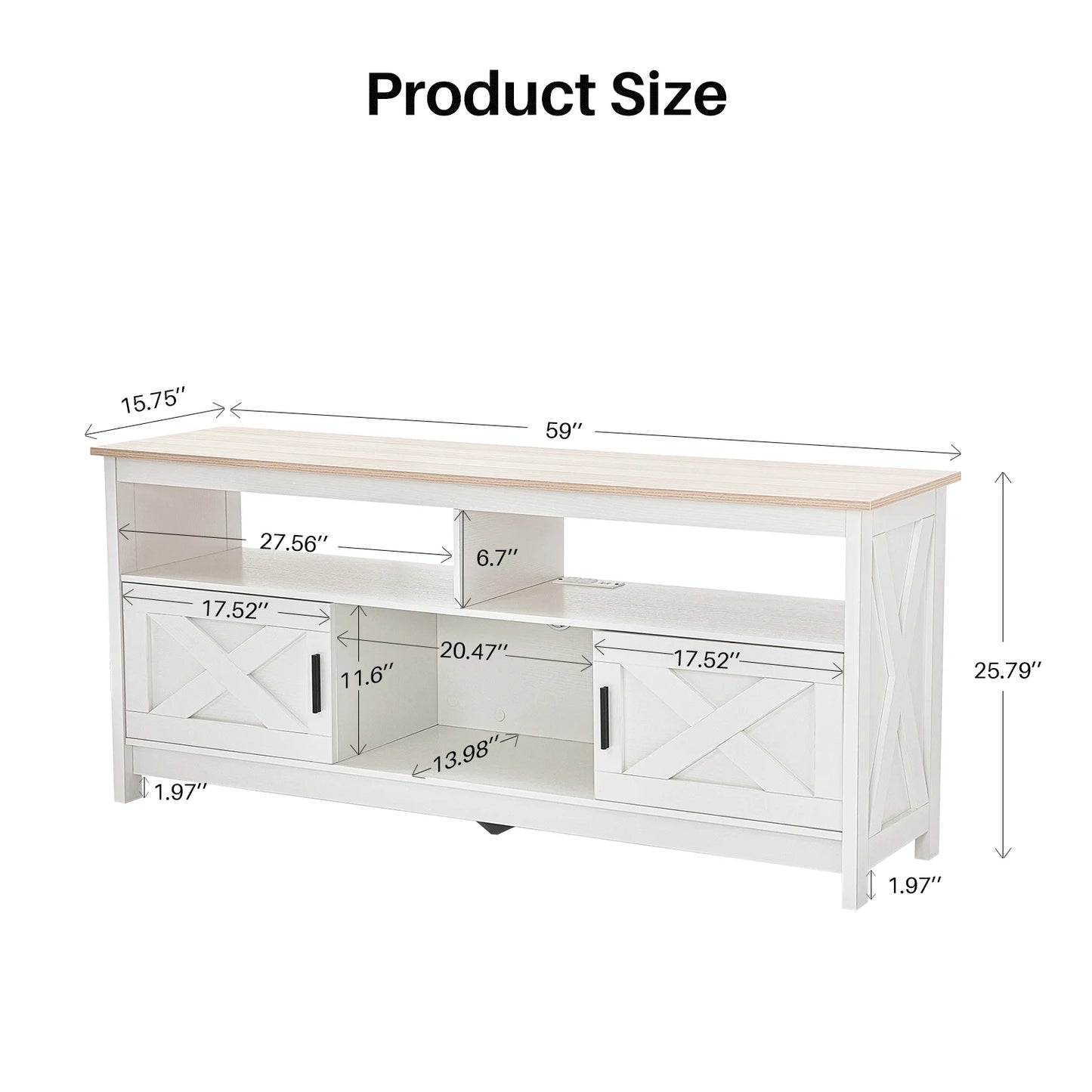 Premium TV Stand With Storage Cabinet And Open Shelves