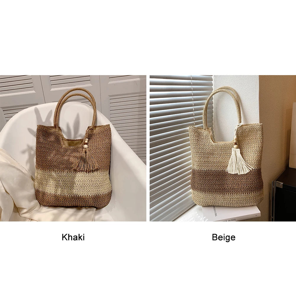 Cheervilla Summer Straw Woven Bag Tassels Shoulder Bag