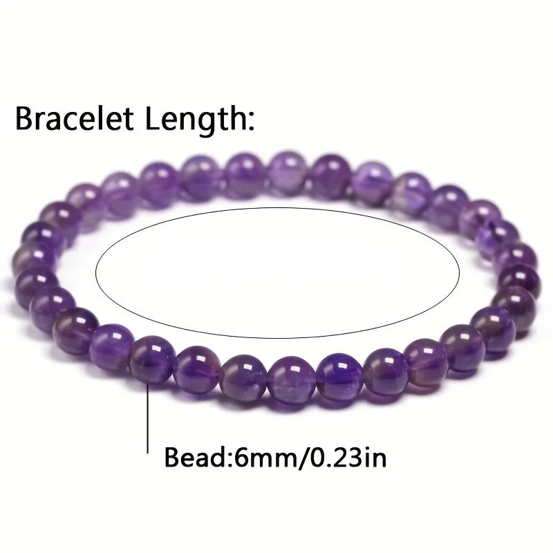 5A Natural Amethyst Bracelet Women Couple Natural Stone Bracelet Purple Quartz Bracelets 6 8 10mm Bead Men Bangles Jewelry Gifts