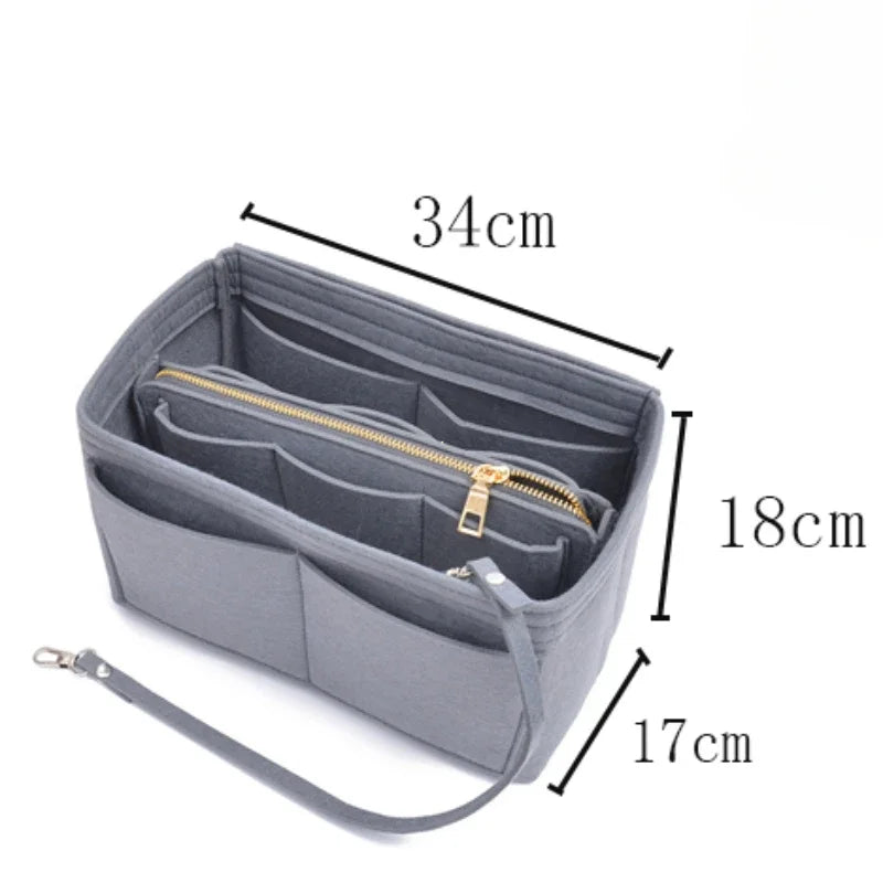 Multifunctional Large Capacity Makeup Storage Bag Felt Cloth Liner Travel Insert Portable Bag in Bag Cosmetic Organizer