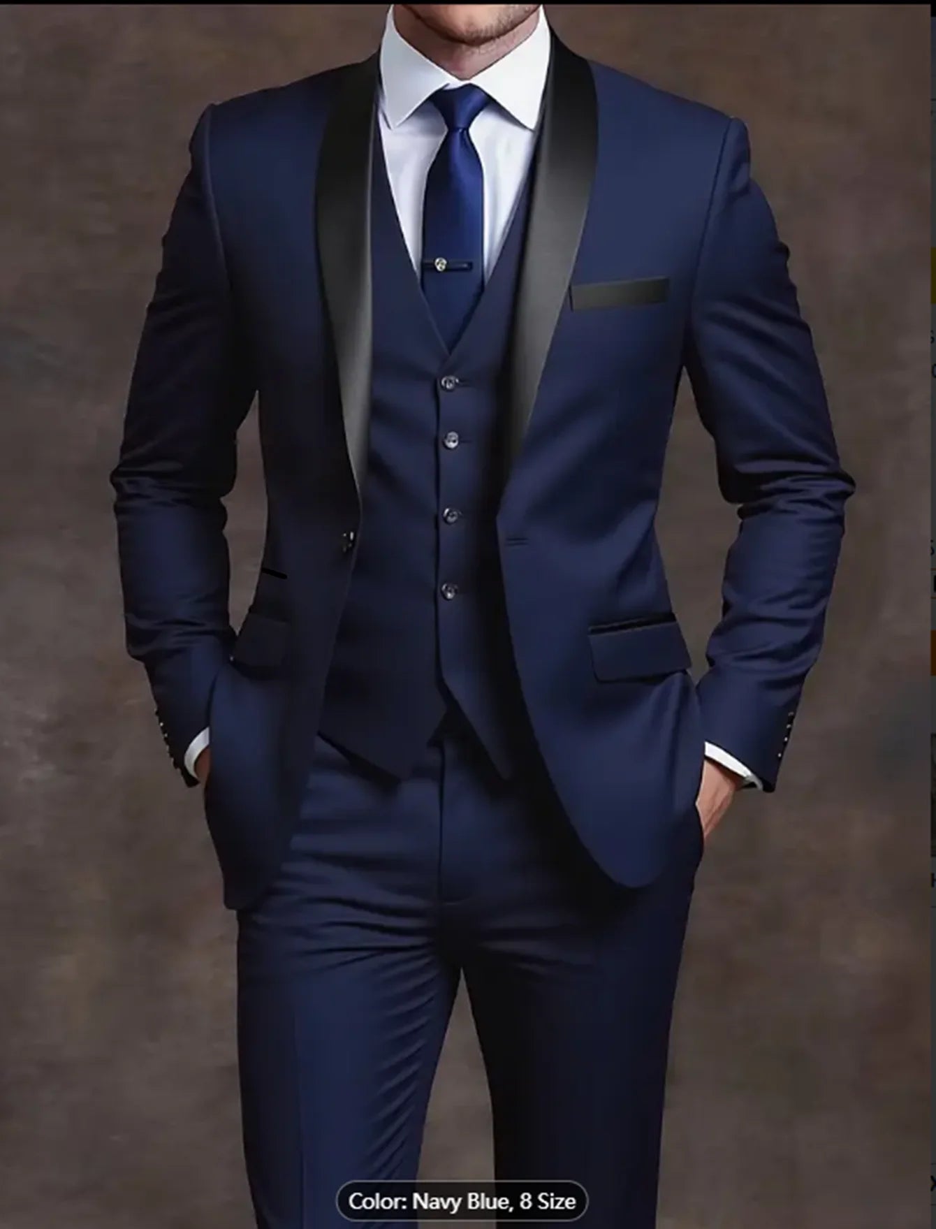 TTXICN Mens 3Pc Skinny Fit Lapel Jacket Vest Pants