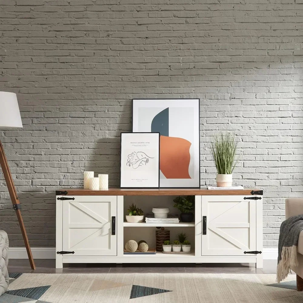 Guangbai Farmhouse TV Stand With Storage Cabinets