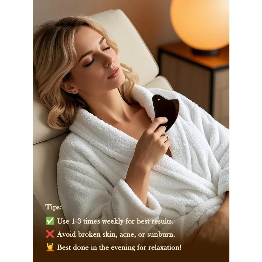 2PCS Gua sha Facial Tools SPA Gift for Women Natural Yellow Bian Stone for Lymphatic Drainage Massager Facial Massage Skin Care