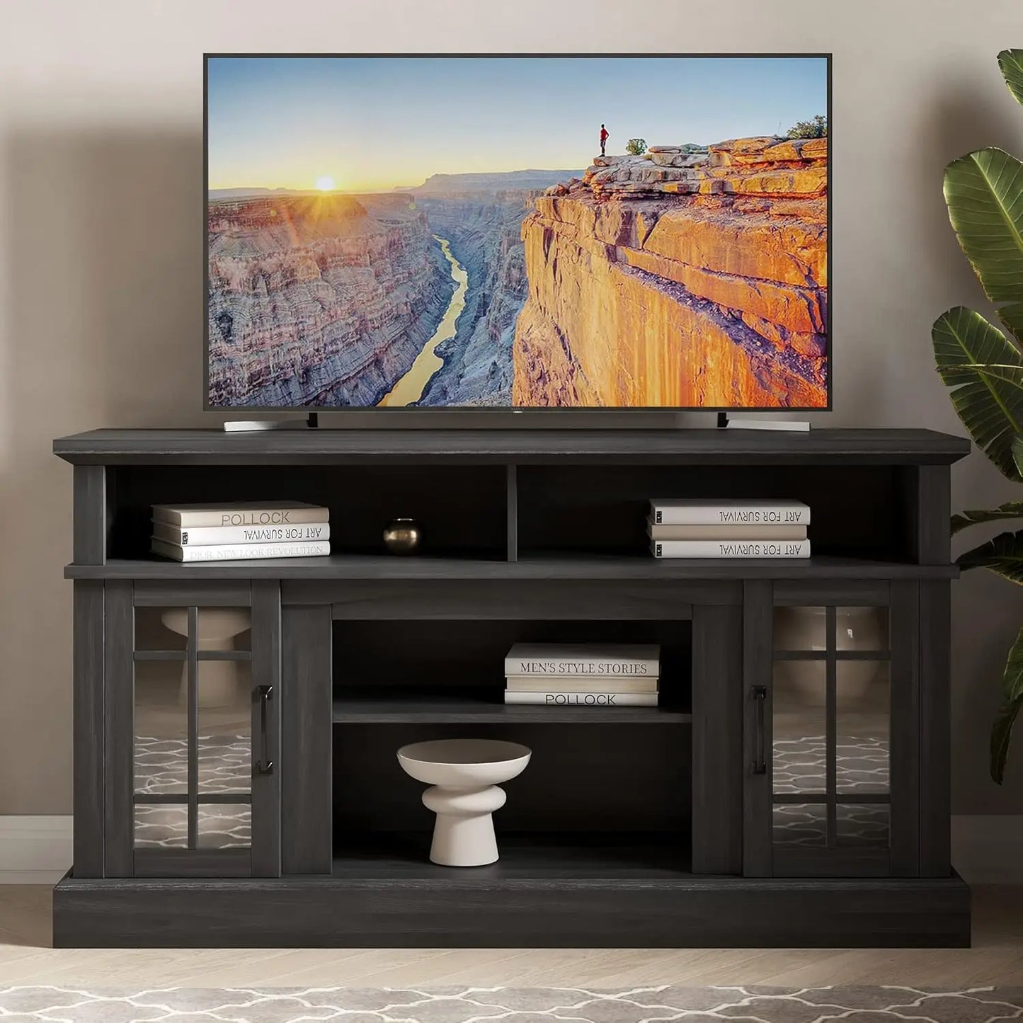 Huanzhuang Rustic TV Stand Entertainment Center With Shelf