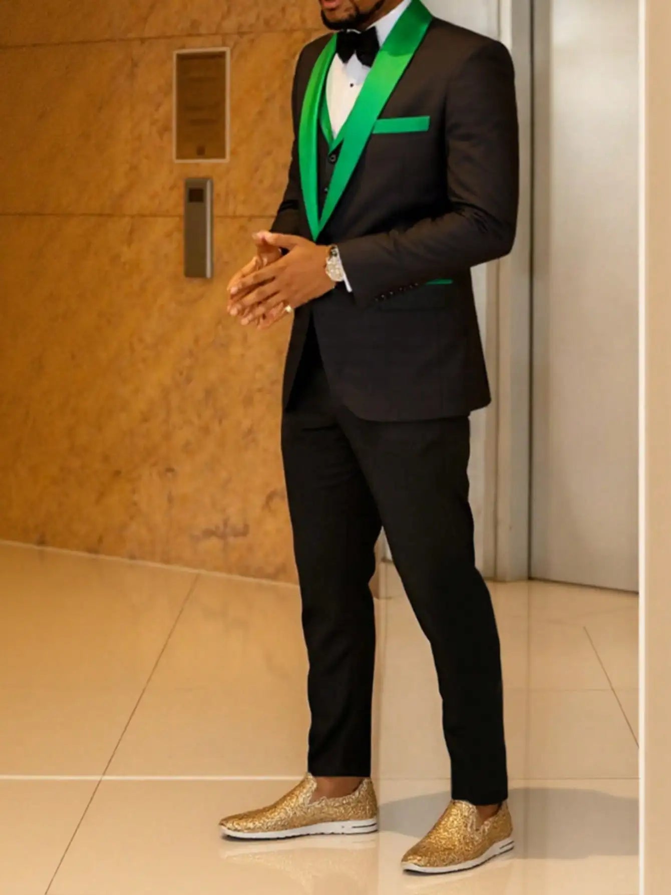 CN Jiangsu Men 3 Piece Tuxedo Suit Slim Blazer Vest Pants