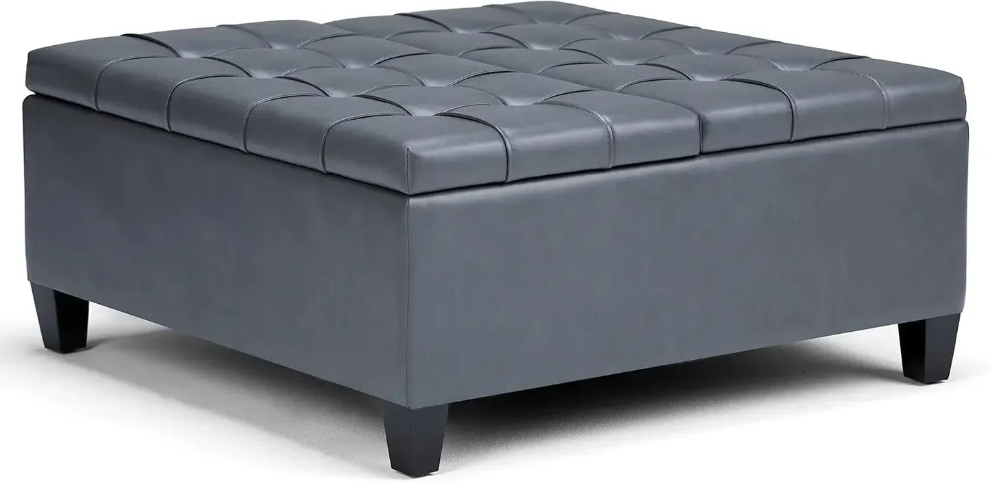 XMSJ 36 Inch Transitional Square Coffee Table Storage Ottoman