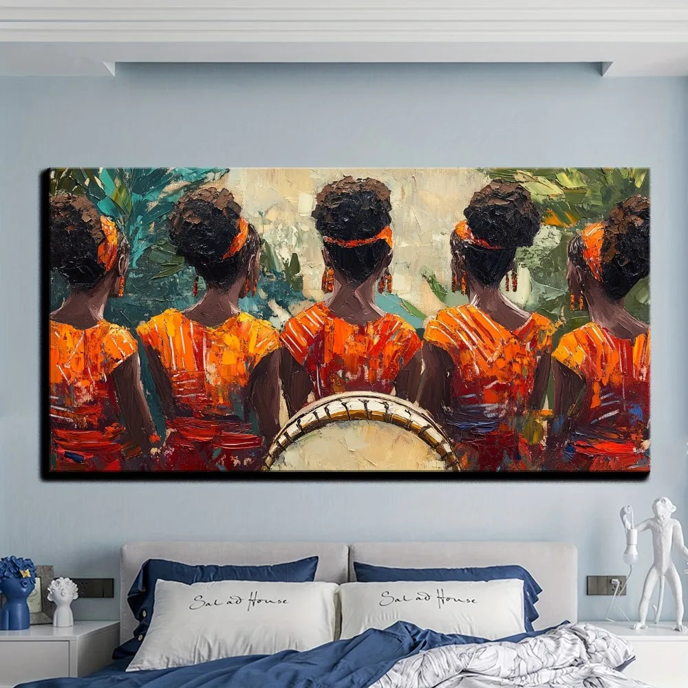 Hign-Concerned African American Culture Dancing Women Art
