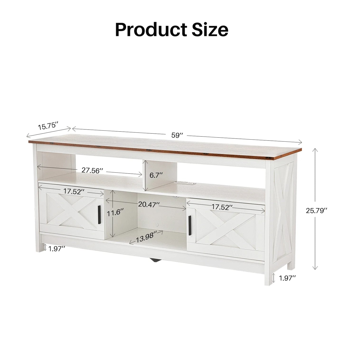 Premium TV Stand With Storage Cabinet And Open Shelves