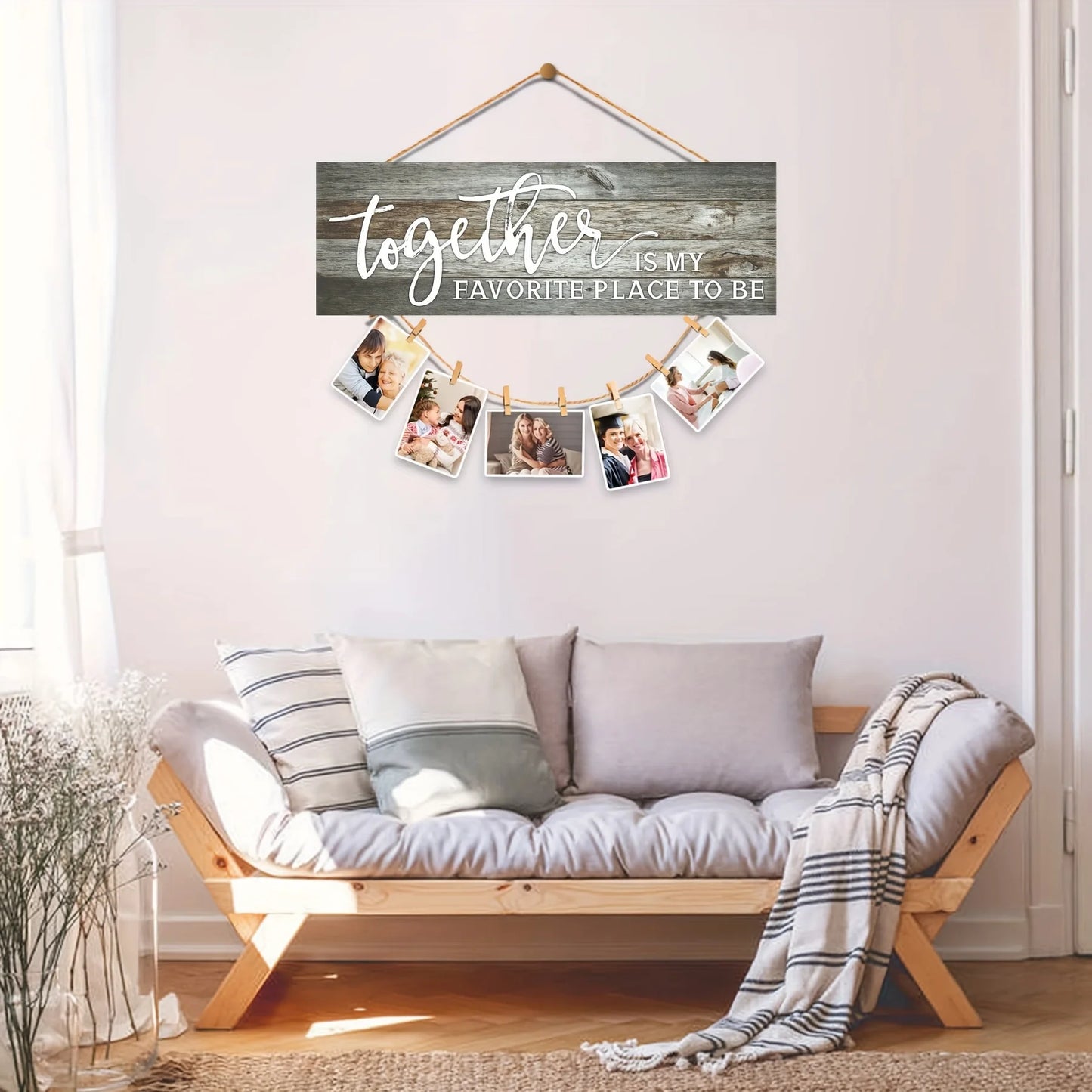 Wood Hanging Photo Holder Housewarming Gift Frame Decor