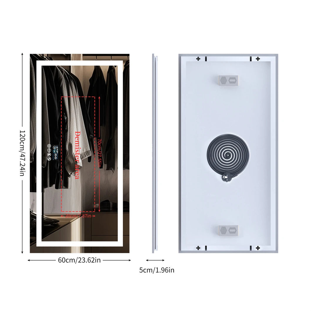 Borwart Led Vanity Mirror With Bluetooth Digital Display