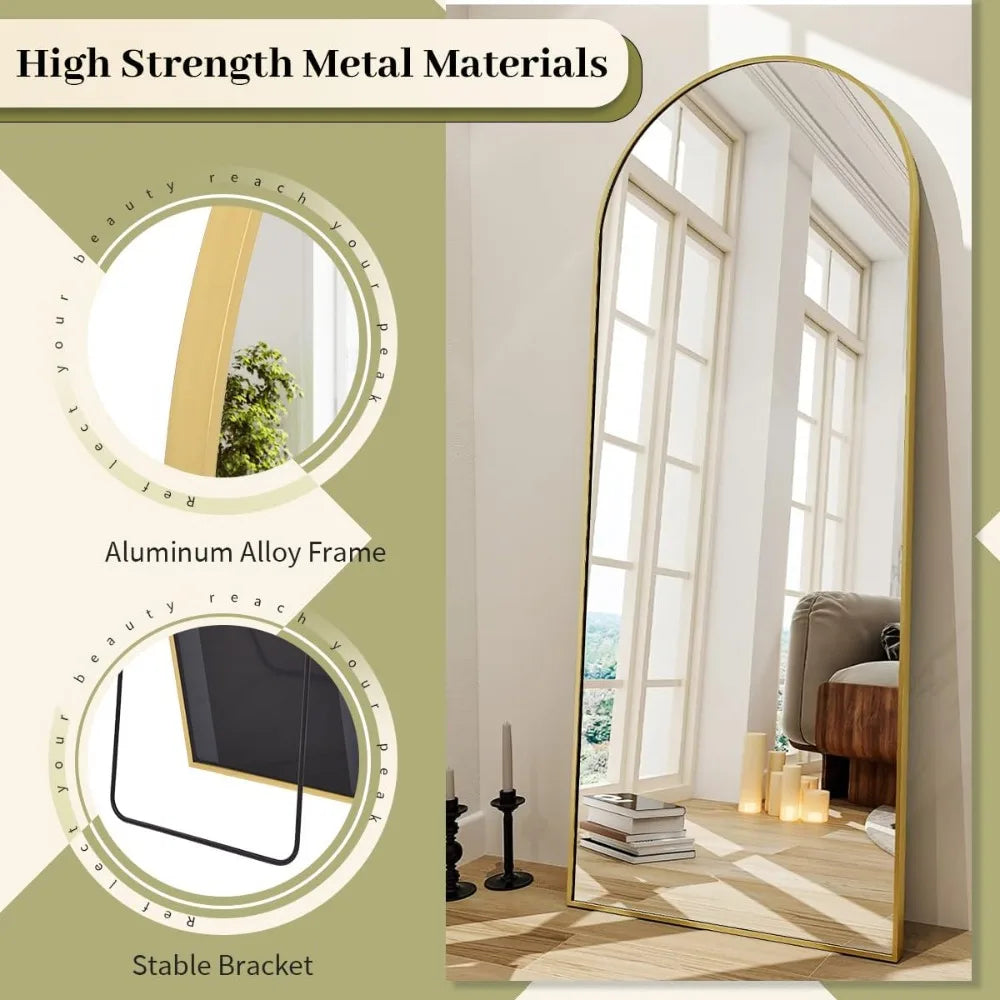 HUANZHUANG Arched Floor Mirror With Stand Home Decor