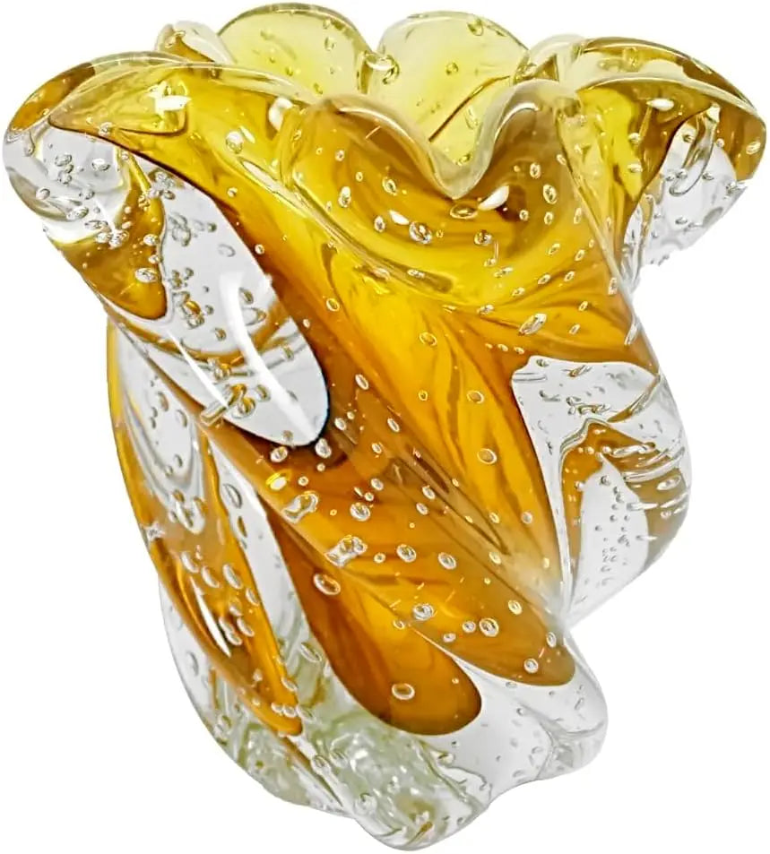 Murano Style Bergamo Hand Blown Glass Vase Luxurious Decor