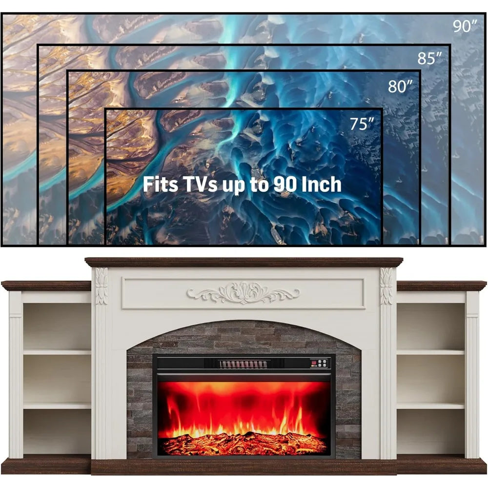 Electric Fireplace Console With Mantel TV Stand Unit